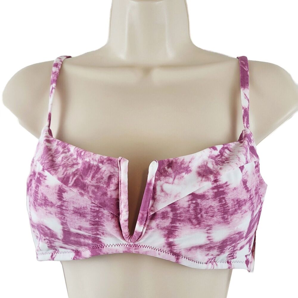 Bar III Bikini Top Size XL Purple Tie Dye Bralette V Wire Womens MBSS21126